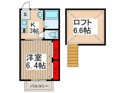 STプレイスII(1K/1階)の間取り写真