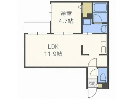 グランオルセー北大前(1LDK/5階)の間取り写真