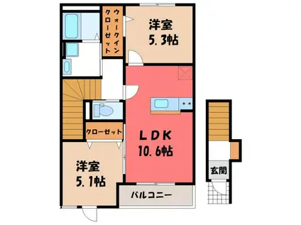 CARDANO(2LDK/2階)の間取り写真