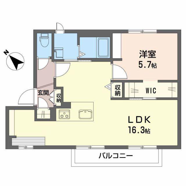 エクセルメゾンD棟(1LDK/1階)の間取り写真