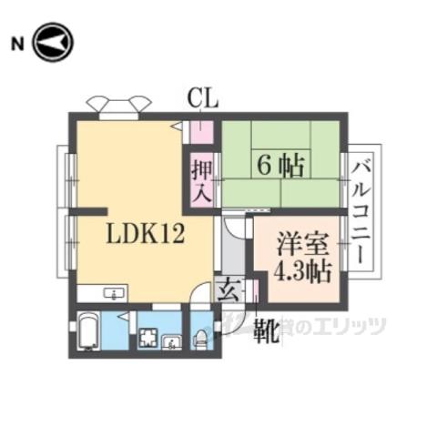 ルミエールD(2LDK/2階)の間取り写真