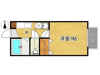 フラット42(1K/2階)の間取り写真