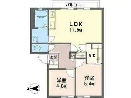 ドミールクルス(2LDK/2階)の間取り写真
