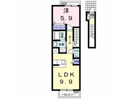 グランドソレーユ(1LDK/2階)の間取り写真