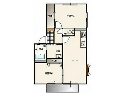 トレフルA棟(2LDK/1階)の間取り写真