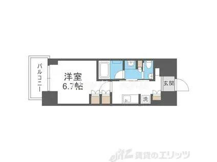 ザ・パークハビオ同心(1K/2階)の間取り写真