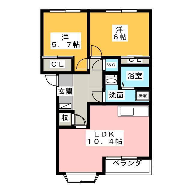 サニーハイツ(2LDK/2階)の間取り写真