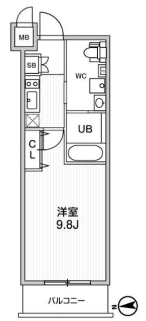 オルタナ中野(1DK/7階)の間取り写真
