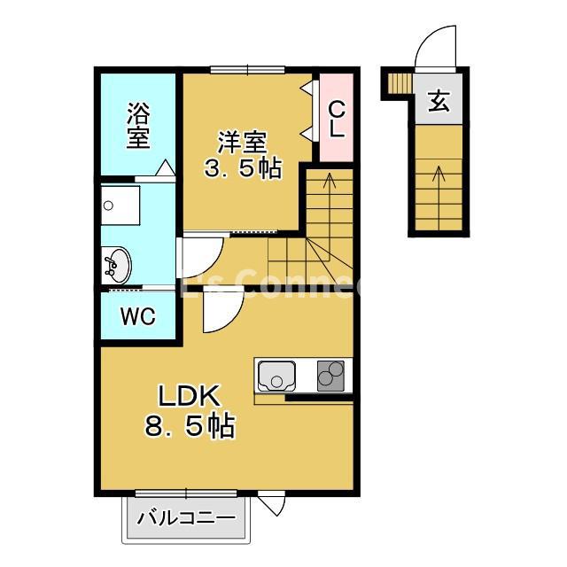 ファインヒルズII(1LDK/2階)の間取り写真