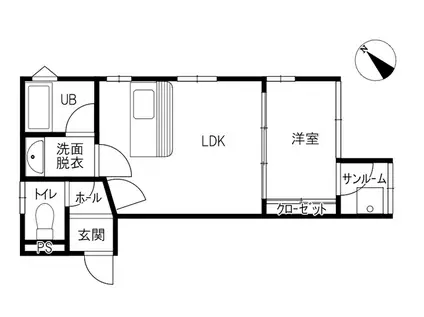 ARLES(1LDK/1階)の間取り写真