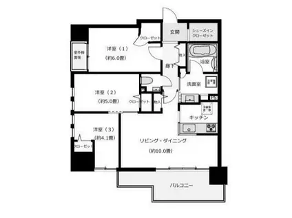 イニシアイオ浅草(2SLDK/10階)の間取り写真