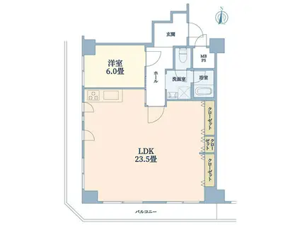 近鉄淀川リバーサイド(1LDK/4階)の間取り写真