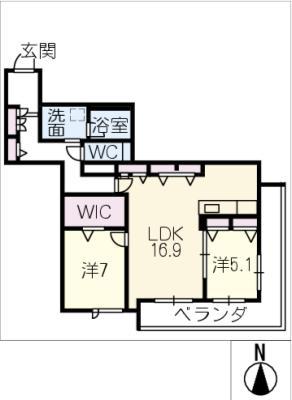シャトーグラン(2LDK/2階)の間取り写真