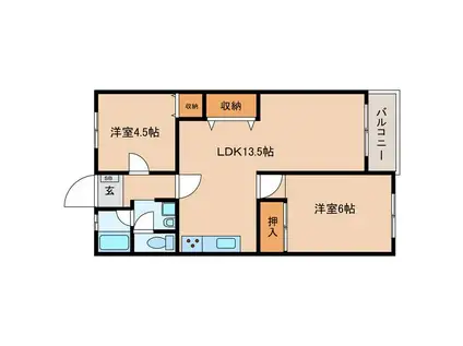 カンパーナ城の東(2LDK/3階)の間取り写真