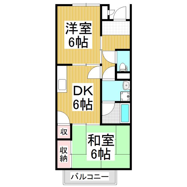 SURPLUS TWOリスンA(2DK/2階)の間取り写真