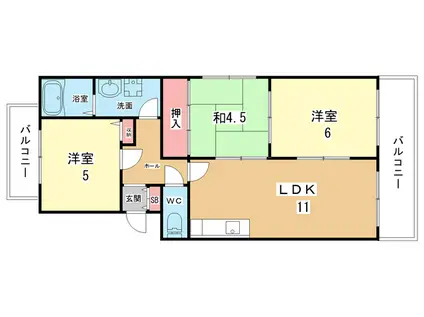 ヴィレッジ向丘(3LDK/1階)の間取り写真