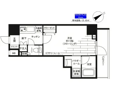 グランドコンシェルジュ麻布(1K/2階)の間取り写真