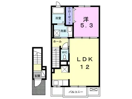 アンダンテ(1LDK/2階)の間取り写真