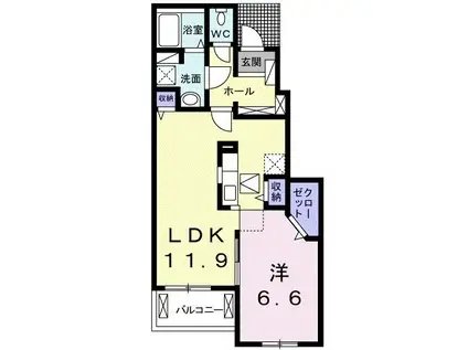 エスペラント・ボヌール B(1LDK/1階)の間取り写真