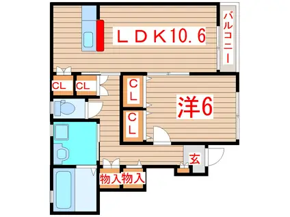 シュエット(1LDK/1階)の間取り写真