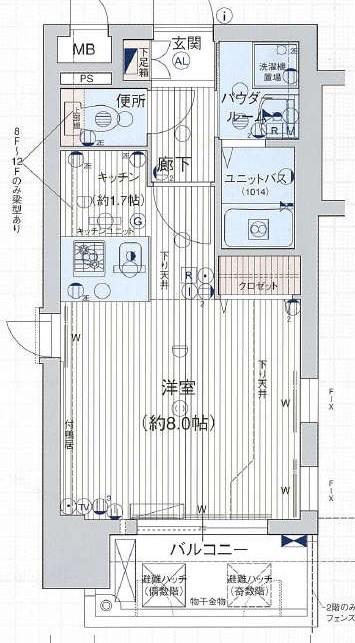プレサンス新栄デコール(ワンルーム/6階)の間取り写真