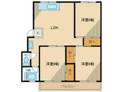 調布第2コーポラス(3LDK/1階)の間取り写真