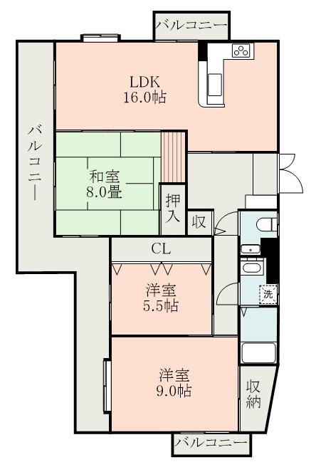 A・ホークス(3LDK/8階)の間取り写真