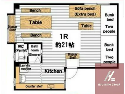 長居ホームプラザ(1DK/2階)の間取り写真