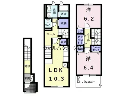 ノースコート・K(2LDK/2階)の間取り写真