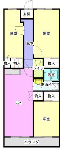 ロジュマン徳重(3LDK/2階)の間取り写真