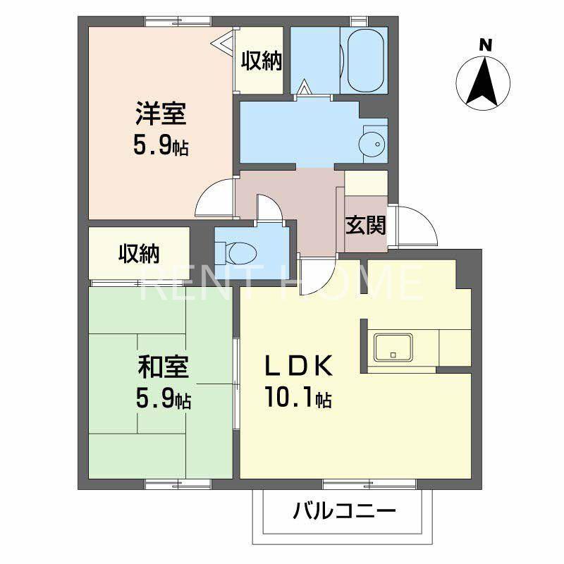 メゾンサン(2LDK/1階)の間取り写真