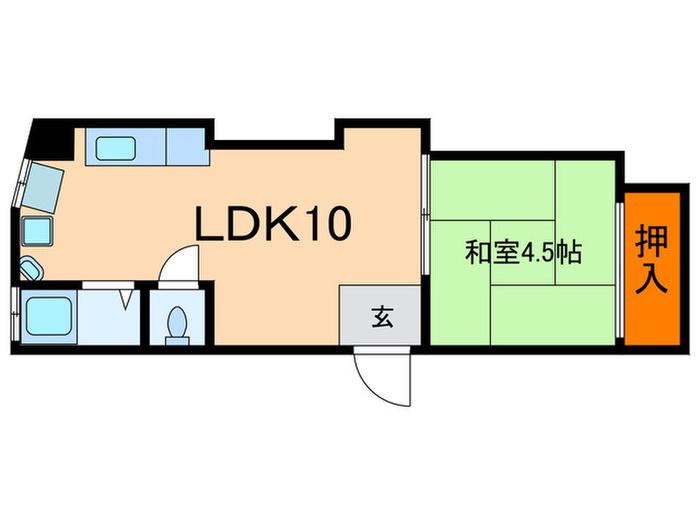 芦屋川マンション(1LDK/5階)の間取り写真