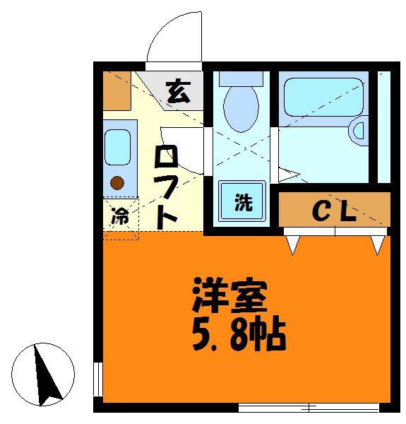 プラナス日吉II(1K/1階)の間取り写真