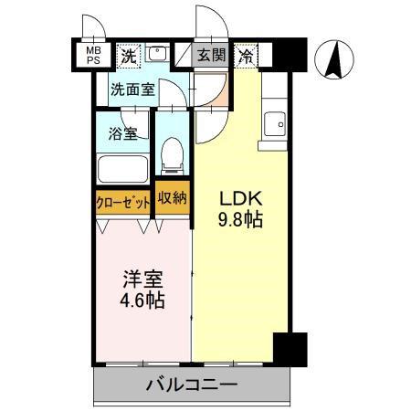 FREESIA(1LDK/3階)の間取り写真