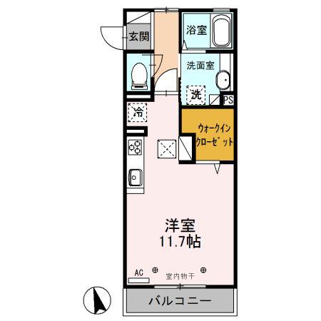 レセンテ プライム(ワンルーム/1階)の間取り写真