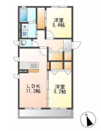 GRAND・ENA(2LDK/1階)の間取り写真