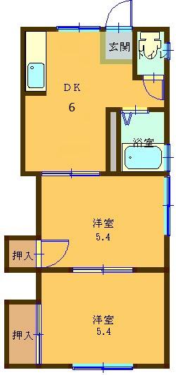 シャトレオーズ舞阪(2DK/1階)の間取り写真