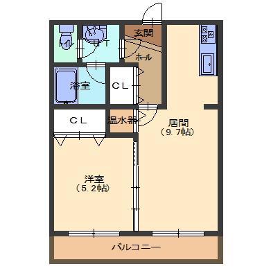 ラングレーコート石川(1LDK/4階)の間取り写真
