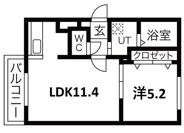FELICIA(1LDK/2階)の間取り写真