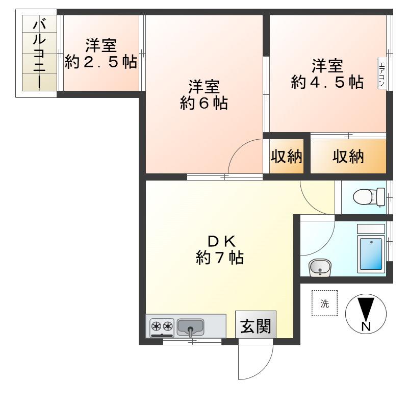 丸山ハウス(3DK/2階)の間取り写真