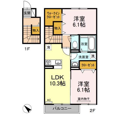 グレイス(2LDK/2階)の間取り写真
