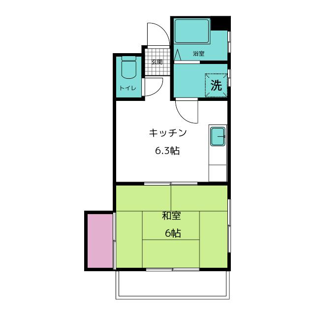 セプト降矢(1DK/2階)の間取り写真