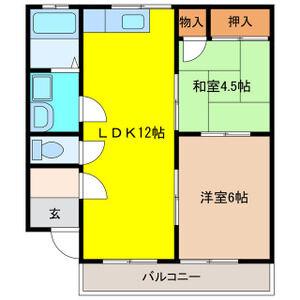 キャッスル大倉(2LDK/2階)の間取り写真
