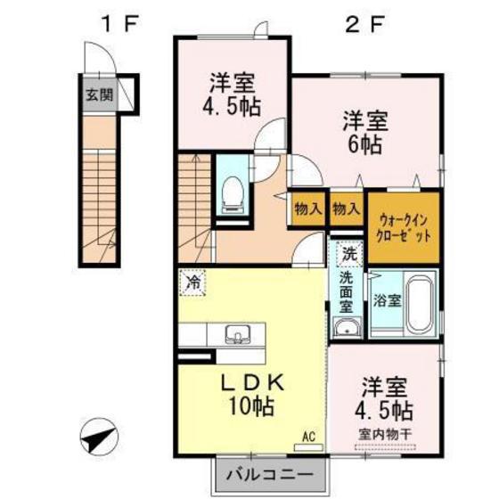 COZY COURT B(3LDK/2階)の間取り写真