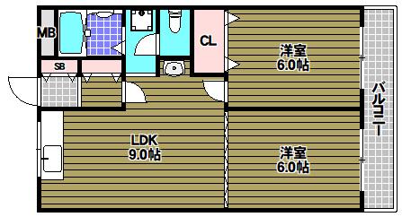 メゾンドタカ(1LDK/4階)の間取り写真