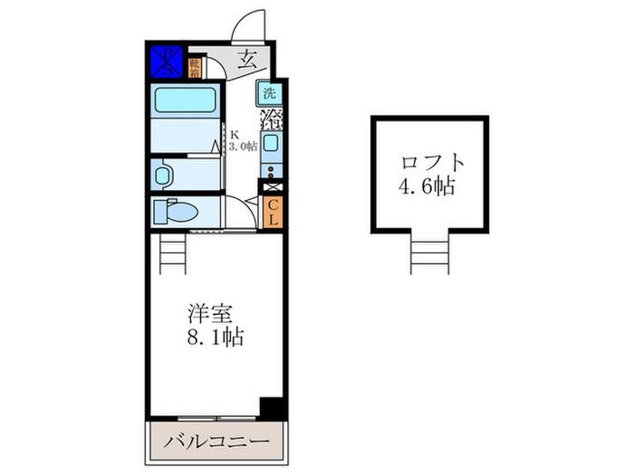 RA GRANDE 京都太秦(1K/6階)の間取り写真