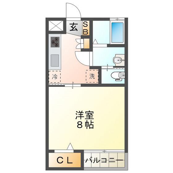 ヴェル ドミール(1K/2階)の間取り写真