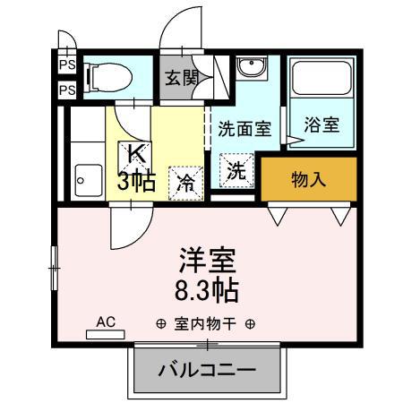 パルレーヴ(1K/1階)の間取り写真