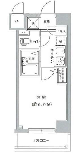 ヴォーガコルテ都立家政(1K/3階)の間取り写真