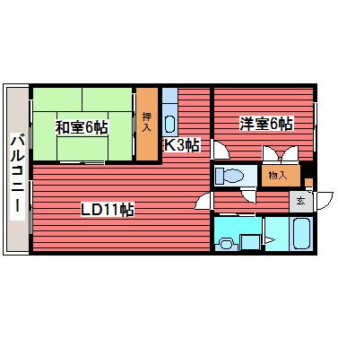 エルハイム(2LDK/3階)の間取り写真